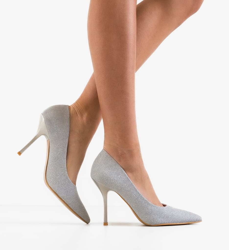 Pantofi stiletto dama Moham Argintii