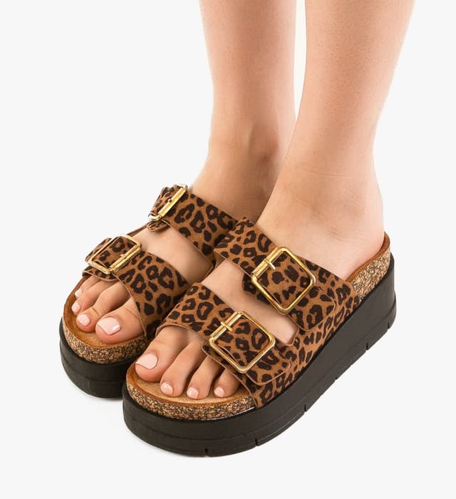 Papuci dama Olive Animal Print