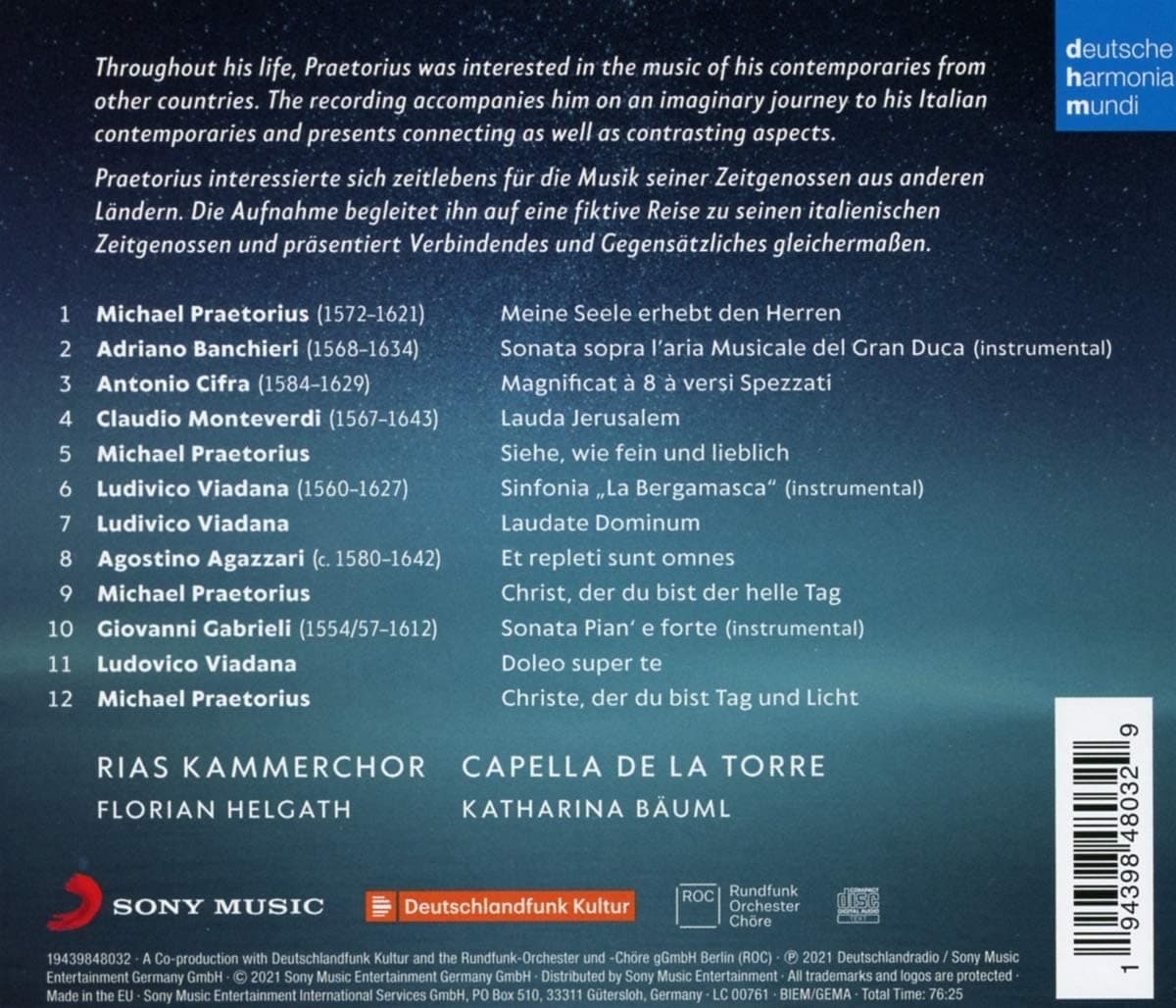 Praetorius & Italy | RIAS Kammerchor, Capella de la Torre, Florian Helgath, Katharina Bauml