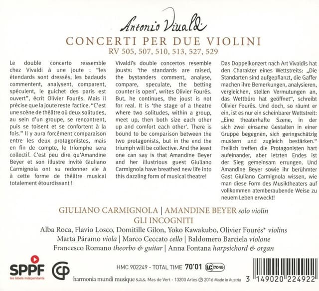 Vivaldi: Concerti per due violini | Antonio Vivaldi, Giuliano Carmignola, Gli incogniti