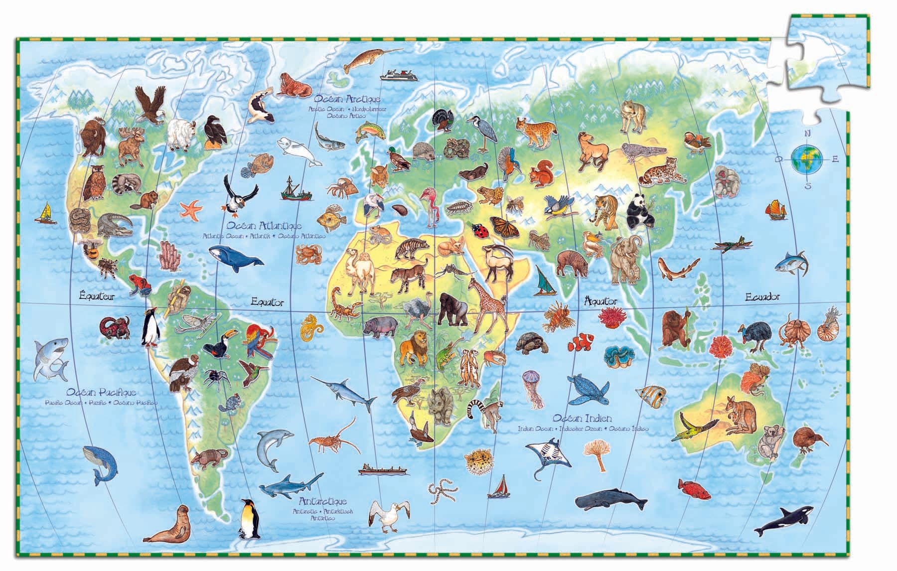 Puzzle 100 piese - Observation - Animalele Lumii | Djeco