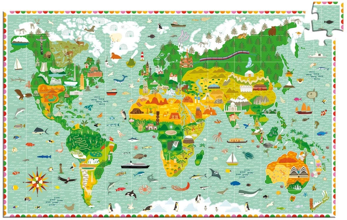 Puzzle educativ - Around the World Observation Puzzle, 200 de piese | Djeco