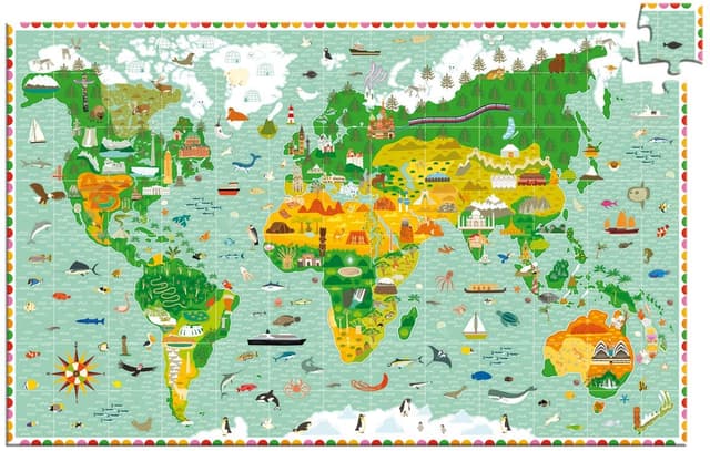 Puzzle educativ - Around the World Observation Puzzle, 200 de piese | Djeco