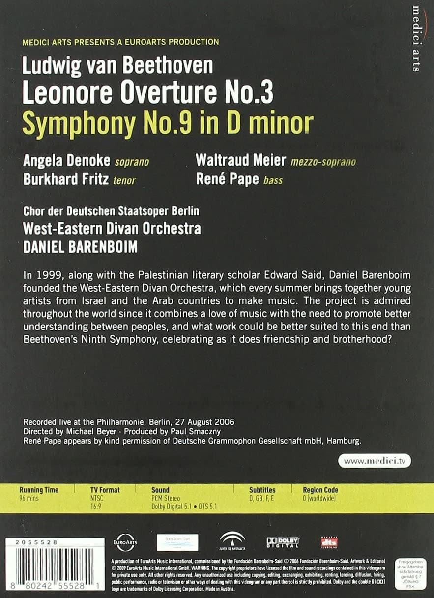 Beethoven Symphony No. 9 & Leonore Overture No. 3 | Daniel Barenboim, West-Eastern Divan Orchestra, Angela Denoke