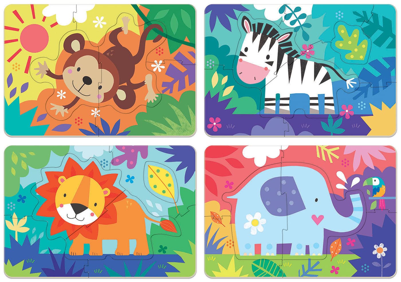 Puzzle progresiv 4in1 - Jungle Animals, 26 piese | Educa