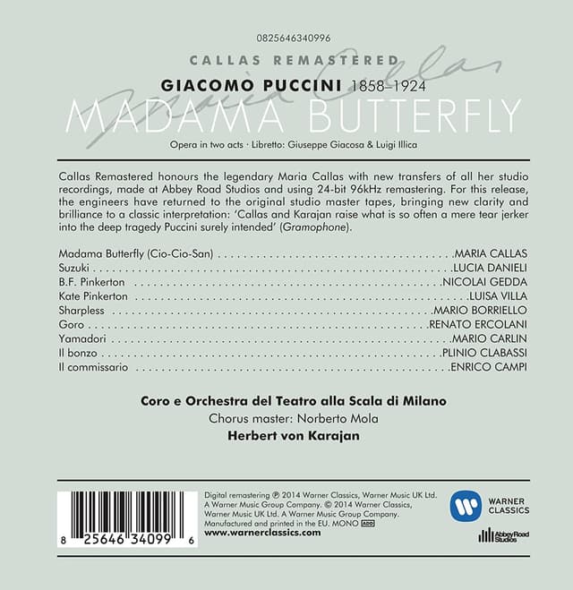 Puccini: Madama Butterfly (1955) | Maria Callas, Lucia Danieli, Luisa Villa, Nicolai Gedda, Herbert von Karajan, L'Ente Autonomo Del Teatro Alla Scala