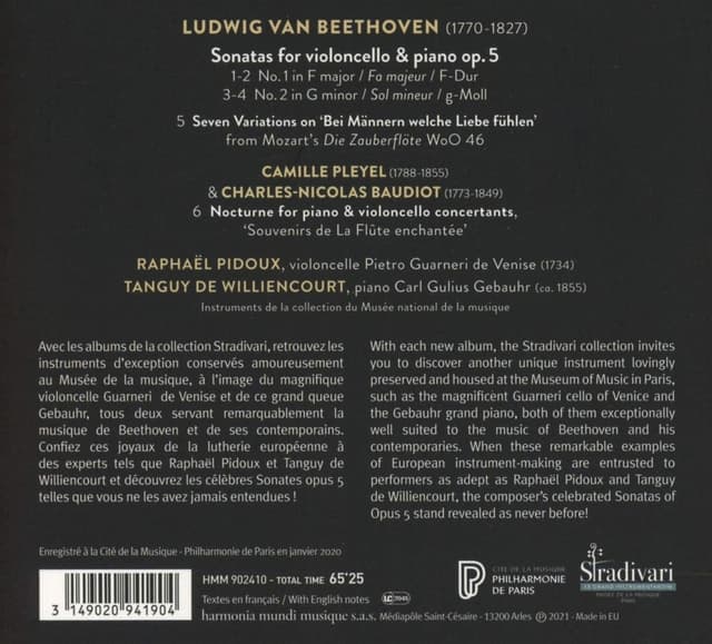 Ludwig Van Beethoven: Cello Sonatas, Op. 5 | Raphael Pidoux, Tanguy De Williencourt