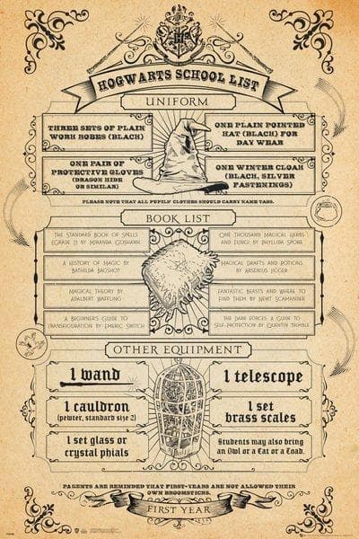 Poster - Harry Potter Hogwarts List | GB Eye