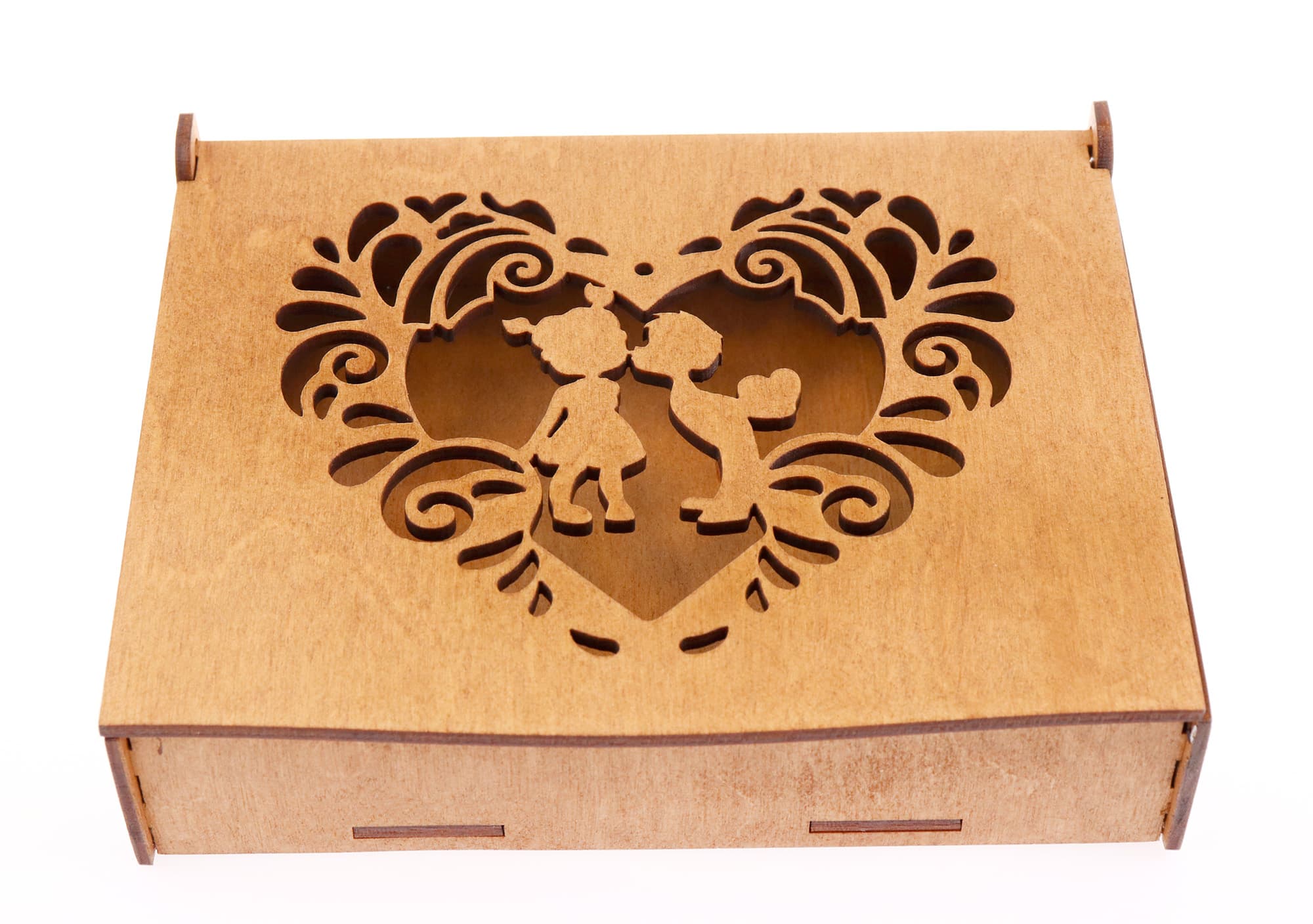 Cutie lemn - Baiat + fata, vopsita 16x12.5x3.5cm | Acrilat WoodBox