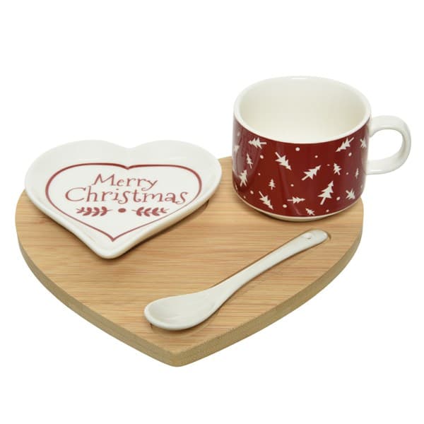 Set pentru ceai - Bamboo Heart - White-Red | Kaemingk