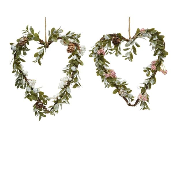 Decoratiune - Heart Twig Glitter, Snow Pe Green, Foam Berries, Pinecone - mai multe modele  | Kaemingk