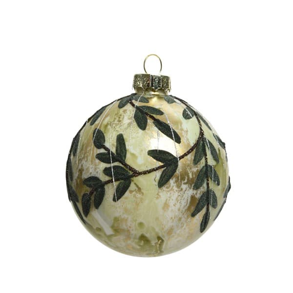 Glob decorativ - Baubles Glass Lacquer, Glitter Leaf, Branch | Kaemingk