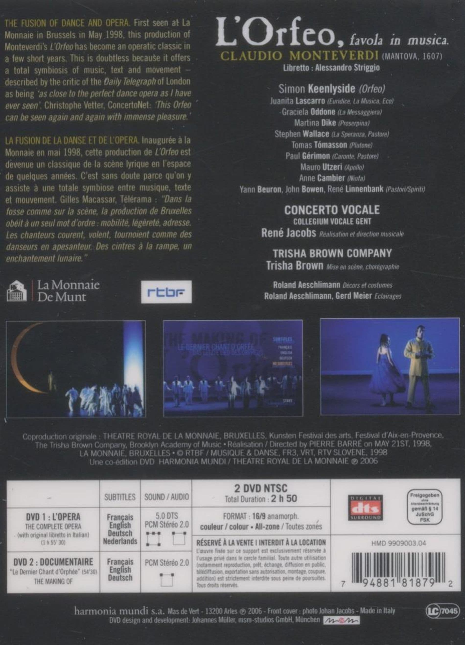 Claudio Monteverdi: L'Orfeo (DVD) | Simon Keenlyside, Graciela Oddone, Stephen Wallace, Collegium Vocale Gent, Rene Jacobs