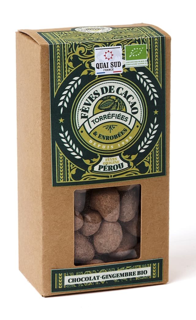 Boabe de cacao invelite in ciocolata cu ghimbir - Chocolat-Gingembre BIO | Quai Sud