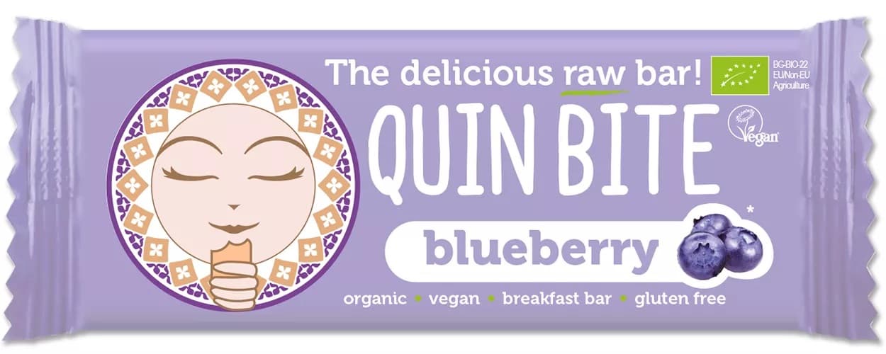 Baton bio raw vegan cu afine - Quin Bite 30 g | Quin Bite