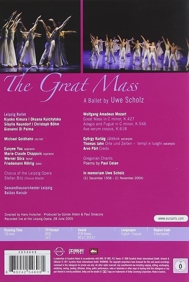 Mozart: Great Mass - Uwe Scholz Ballet (DVD) | Kiyoko Kimura, Leipzig Ballet, Chorus of the Leipzig Opera