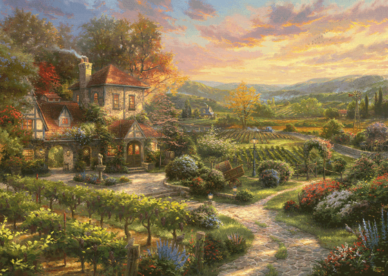 Puzzle 2000 de piese - Thomas Kinkade - In the Vineyards | Schmidt