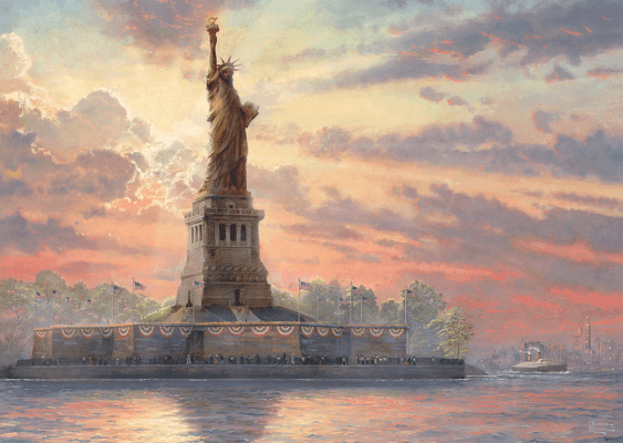 Puzzle 1000 de piese - Thomas Kinkade - Statue of Liberty in The Twilight | Schmidt