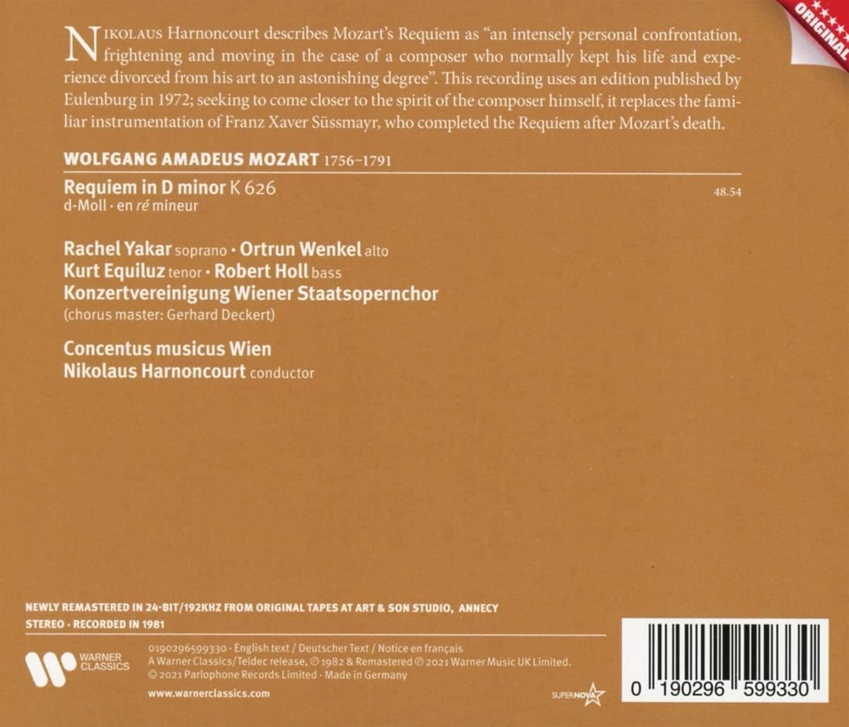 Mozart: Requiem | Nikolaus Harnoncourt, Wiener Staatsopernchor, Concentus musicus Wien