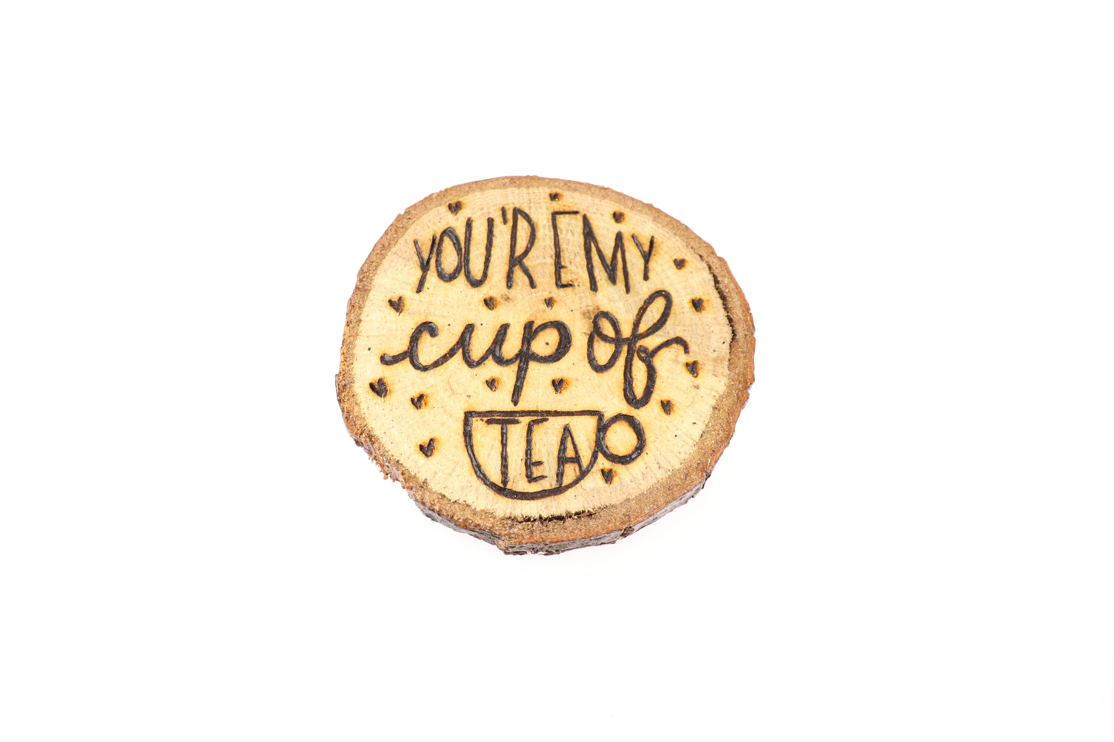 Suport de pahare, din lemn reciclat - "You're my cup of tea" | Deco Sara's Handmade
