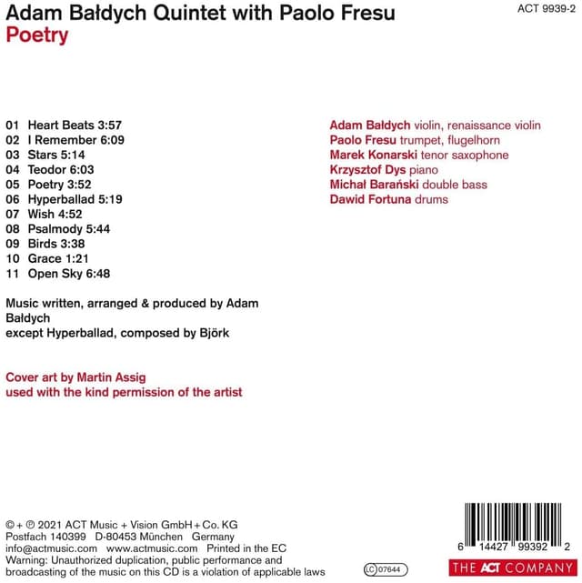 Poetry | Adam Baldych Quintet, Paolo Fresu