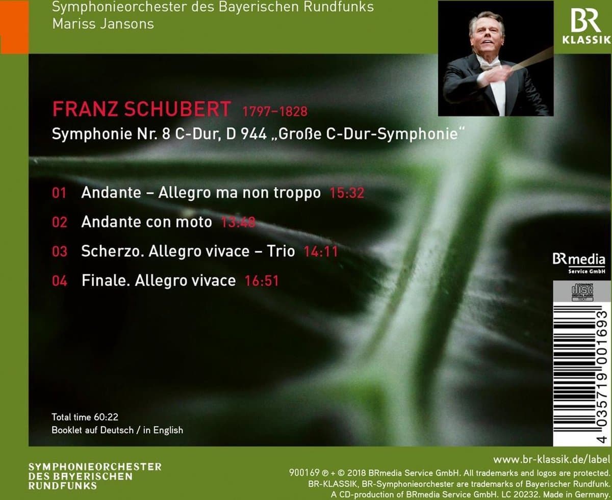 Schubert: Symphony No. 8 D 944. Great C Major | Symphonieorchester des Bayerischen Rundfunks, Mariss Jansons, Franz Schubert