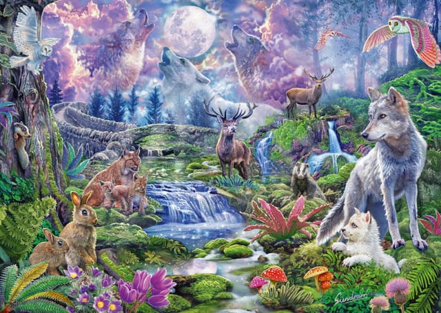 Puzzle 1000 piese - Steve Sundram - Moonlit Wildlife | Schmidt