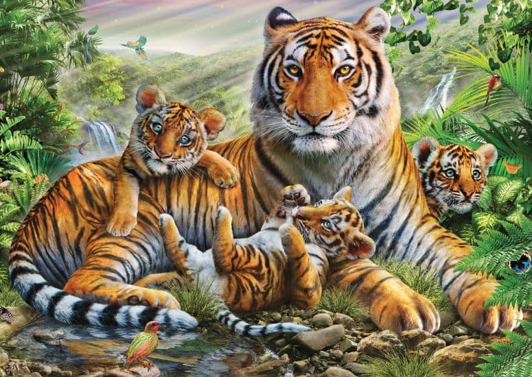 Puzzle 1000 piese - Tiger and Cubs | Schmidt