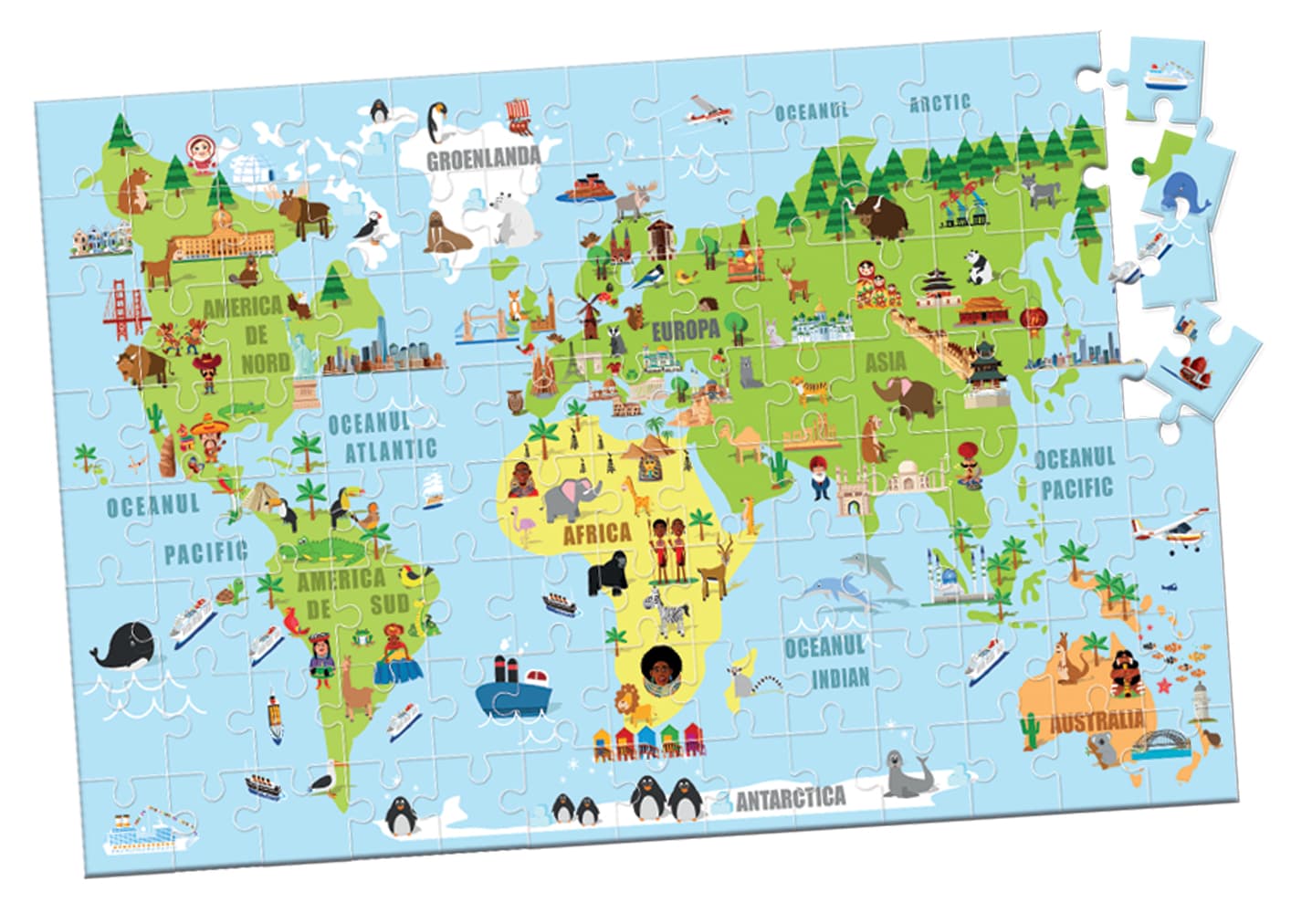 Puzzle 104 piese - Harta Lumii | Didactica Publishing House