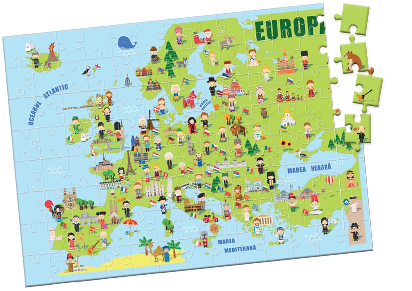 Puzzle 104 piese - Harta Europei | Didactica Publishing House