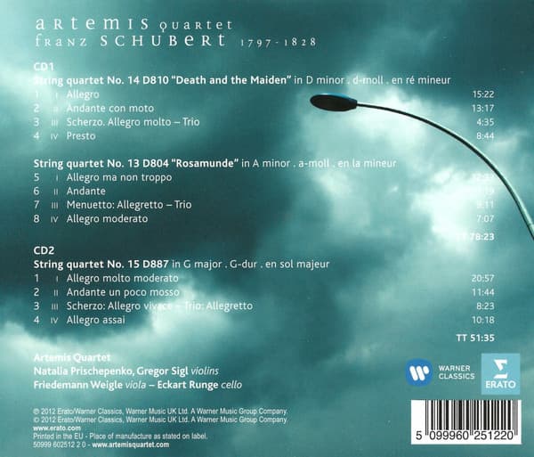 String Quartets No. 13 "Rosamunde", No. 14 "Death And The Maiden", No. 15 G Major | Schubert, Artemis Quartet
