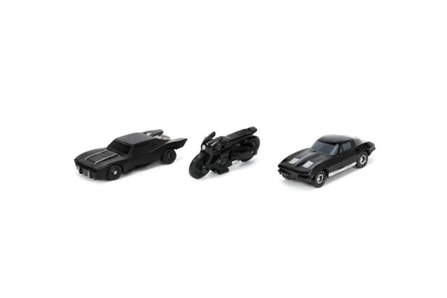 Set masinute - The Batman: Batmobile, Batcycle & 1963 Chevy Corvete | Jada Toys