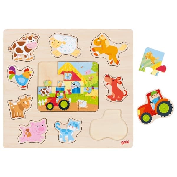 Puzzle din lemn - Farm Animals | Goki