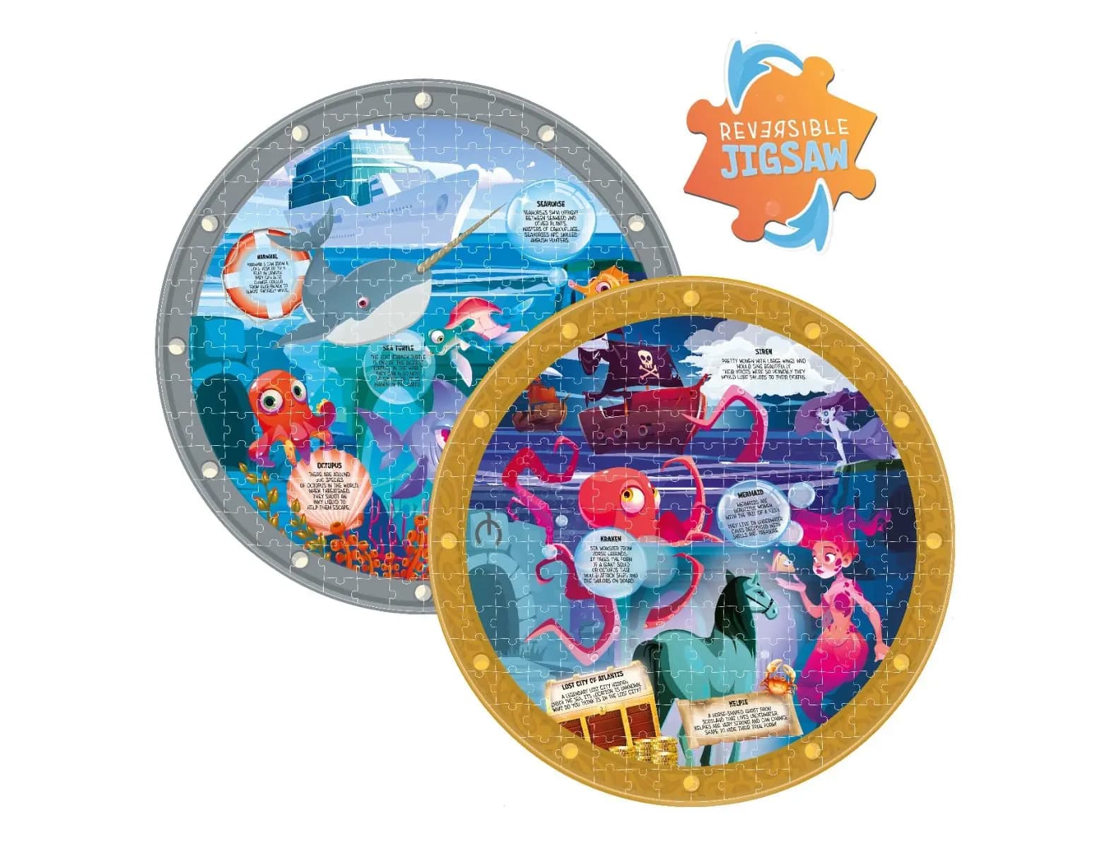 Puzzle 208 piese - Children's Reversible Jigsaws - Ocean Creatures | Boxer Gifts