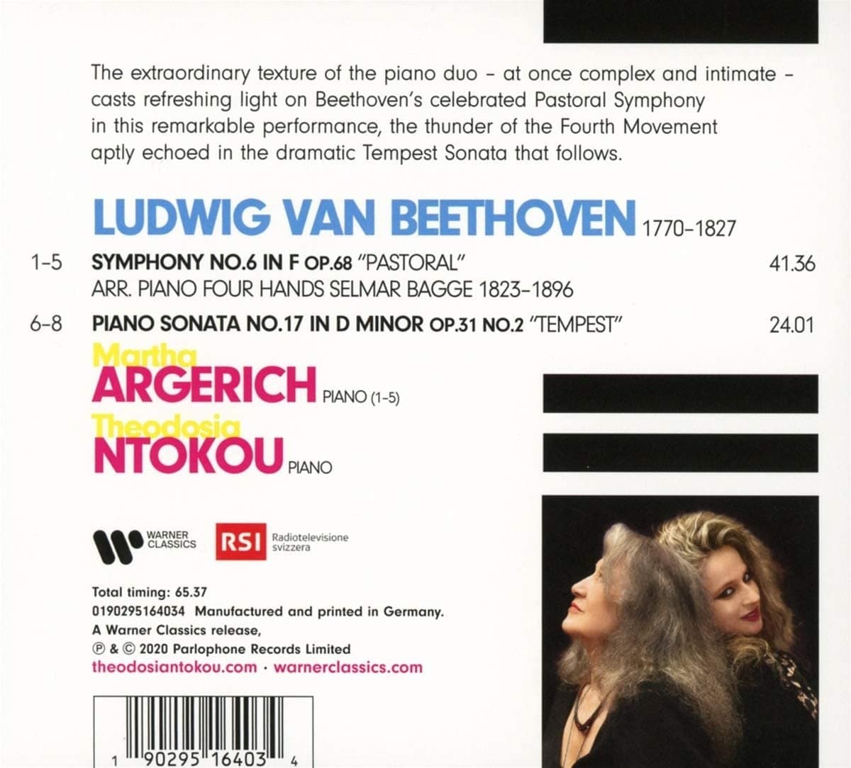 Beethoven: Symphony No. 6, "Pastoral" & Piano Sonata No. 17, "Tempest" | Martha Argerich, Theodosia Ntokou