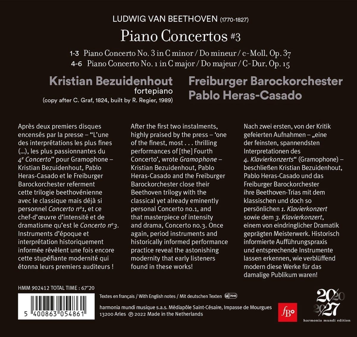 Beethoven: Piano Concertos Nos. 1 & 3 | Ludwig Van  Beethoven, Freiburger Barockorchester