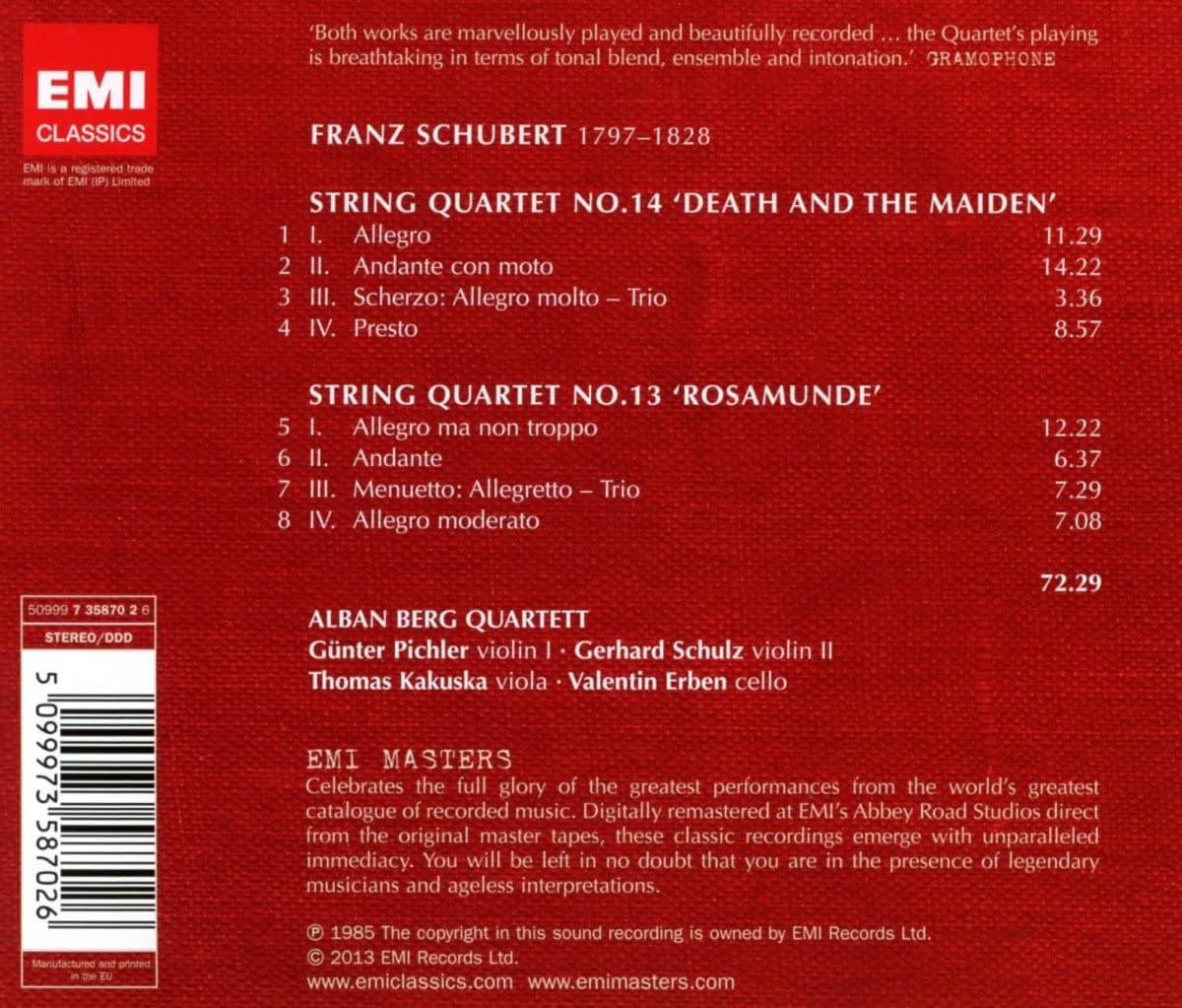 String Quartets No.13 'Rosamunde' / No.14 'Death And The Maiden' | Alban Berg Quartett