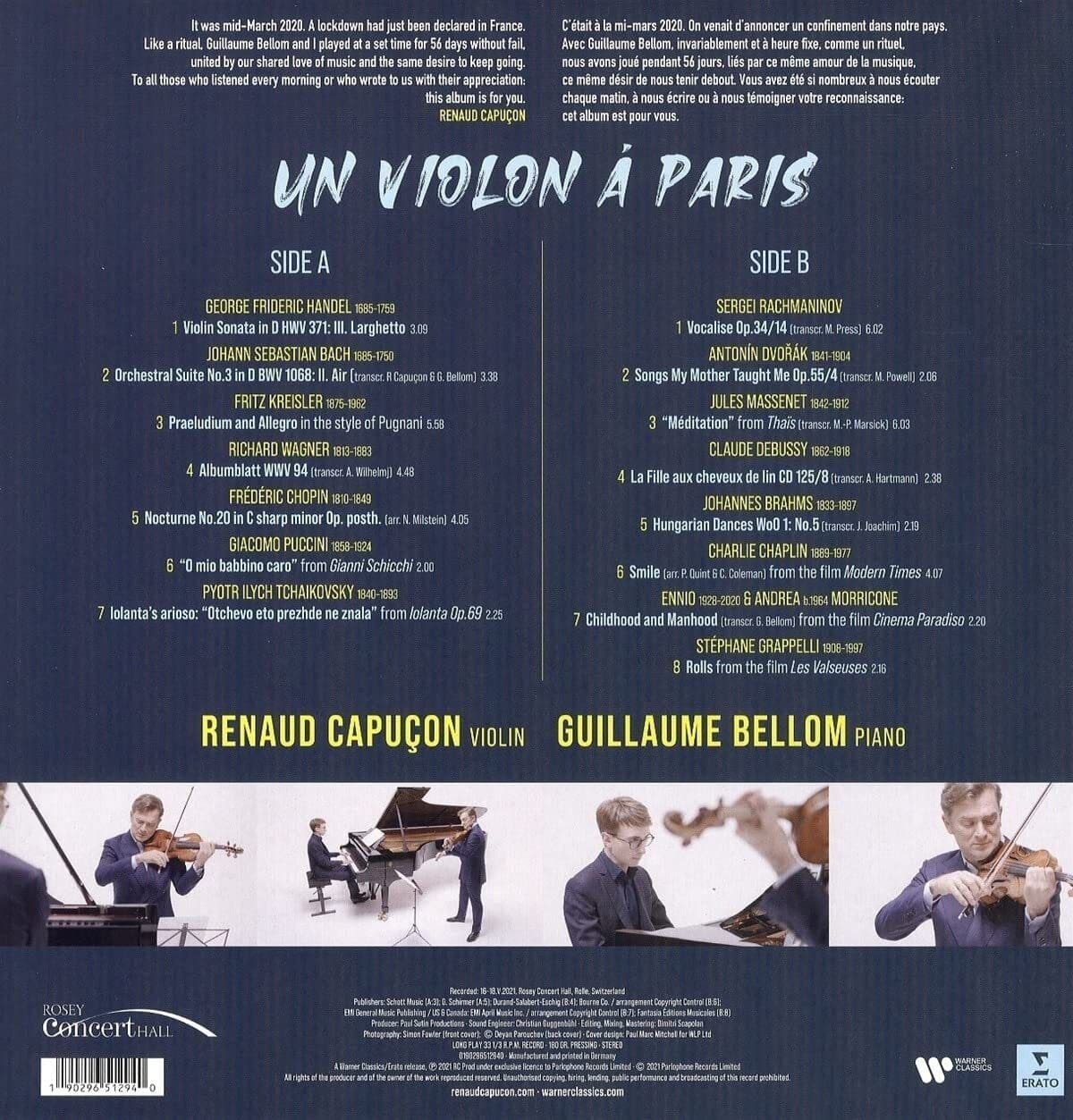 Un violon a Paris - Vinyl | Renaud Capucon, Guillaume Bellom, Various Artists