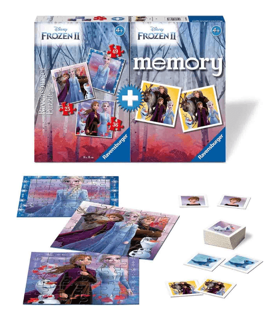 Set 3 puzzle + Joc memory Frozen - 110 piese | Ravensburger