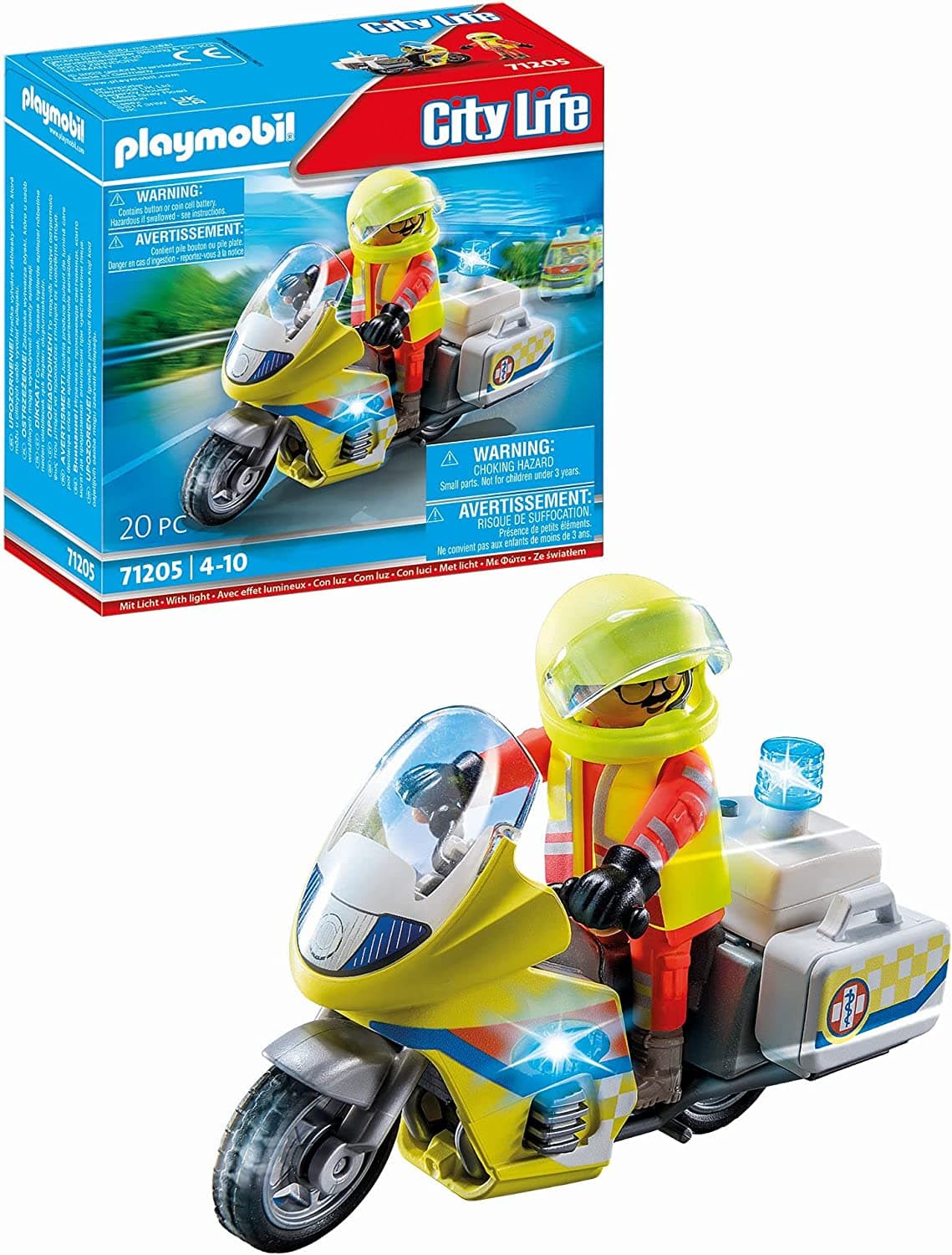 Set de joaca - City Life - Motocicleta de interventii cu lumini | Playmobil