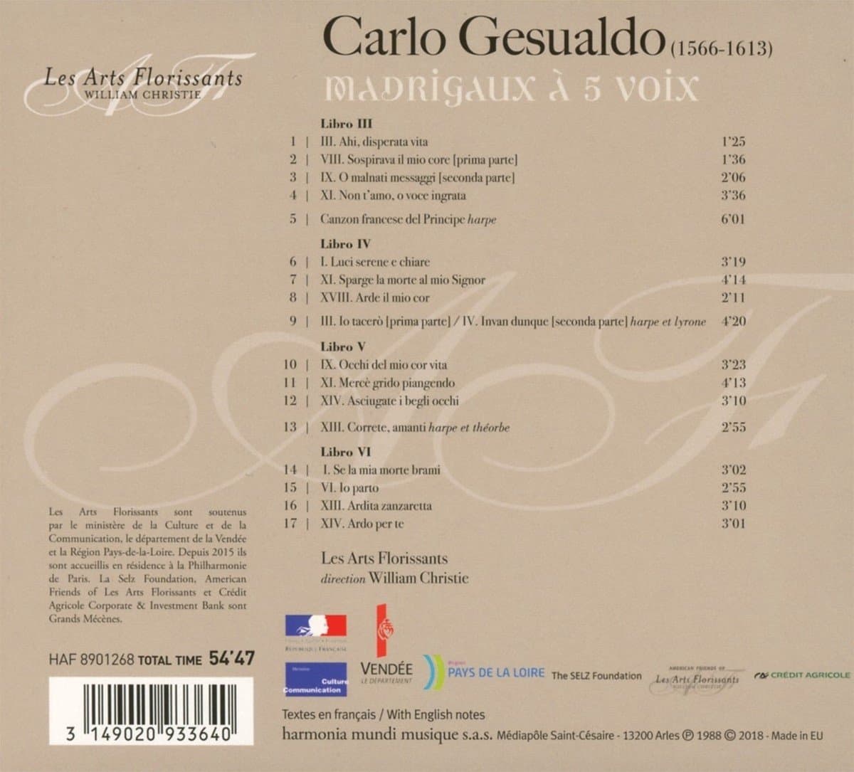 Gesualdo: Madrigals | Carlo Gesualdo, William Christie, Les Arts Florissants