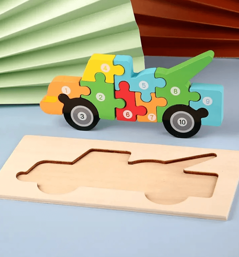 Puzzle din lemn - Masina - 10 piese | 838 Toys Factory