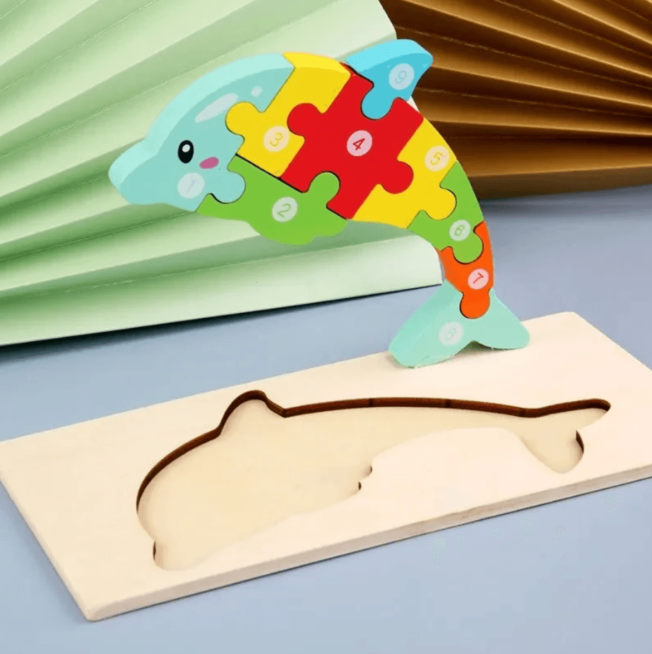 Puzzle din lemn - Delfin - 10 piese | 838 Toys Factory