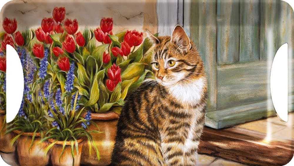 Tava- Cottage Cat- Small Melamine Luxury Handled Tray | Creative Tops
