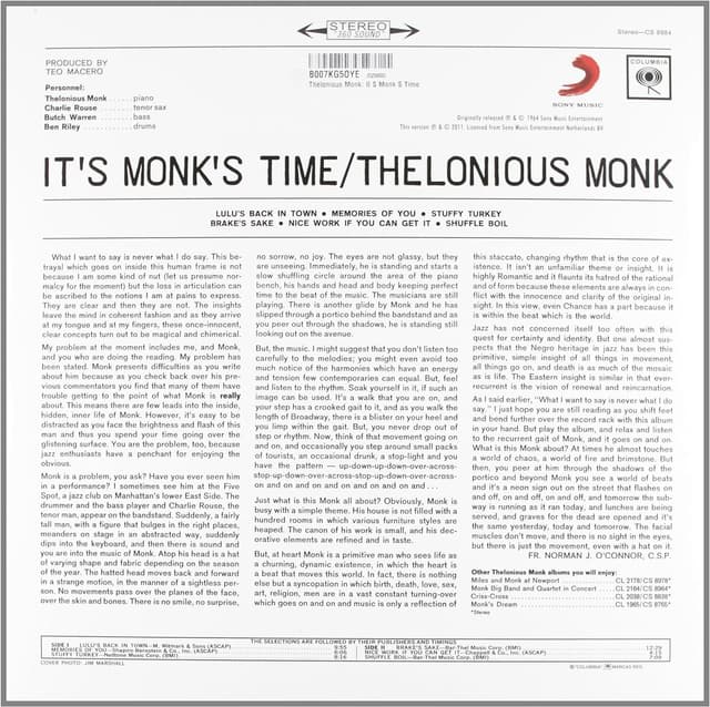 It's Monk Time - Vinyl | Thelonious Monk