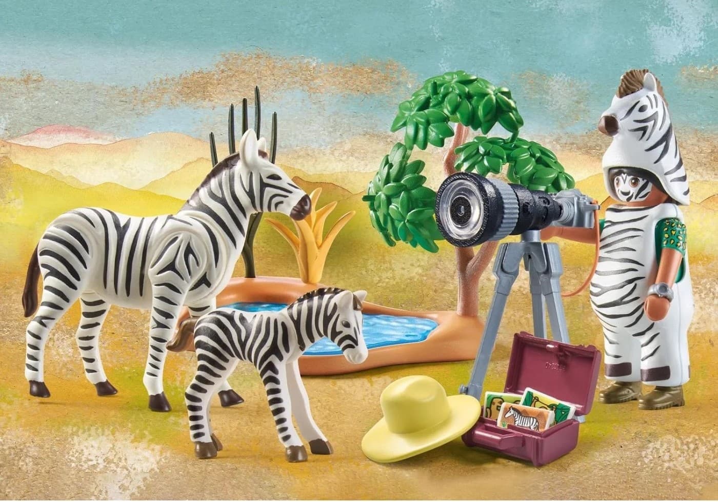 Set 3 figurine cu accesorii - Wiltopia - Fotograf si zebre | Playmobil