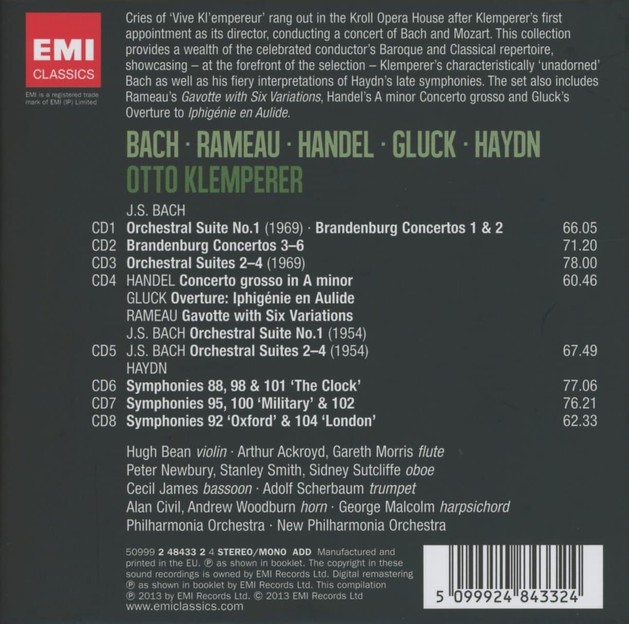 Bach, Rameau, Handel, Gluck & Haydn - 8 CD Boxset | Otto Klemperer