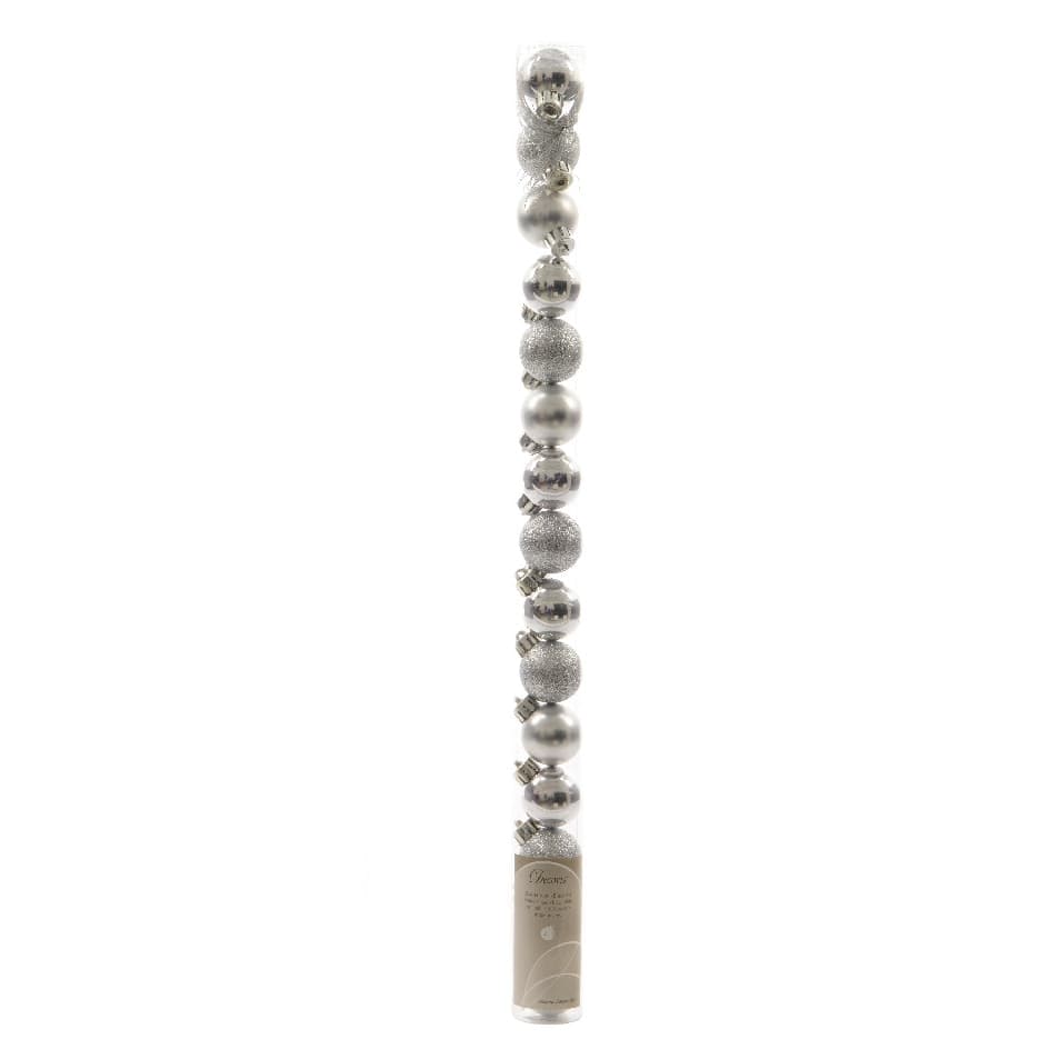 Set 15 globuri de Craciun - Decoris, Plain Baubles, 3cm, silver | Kaemingk