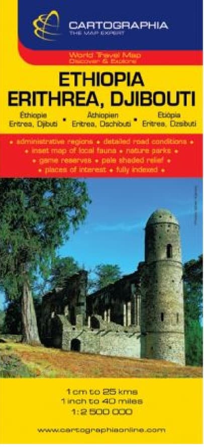Harta rutiera Ethiopia, Erithrea, Djibouti |