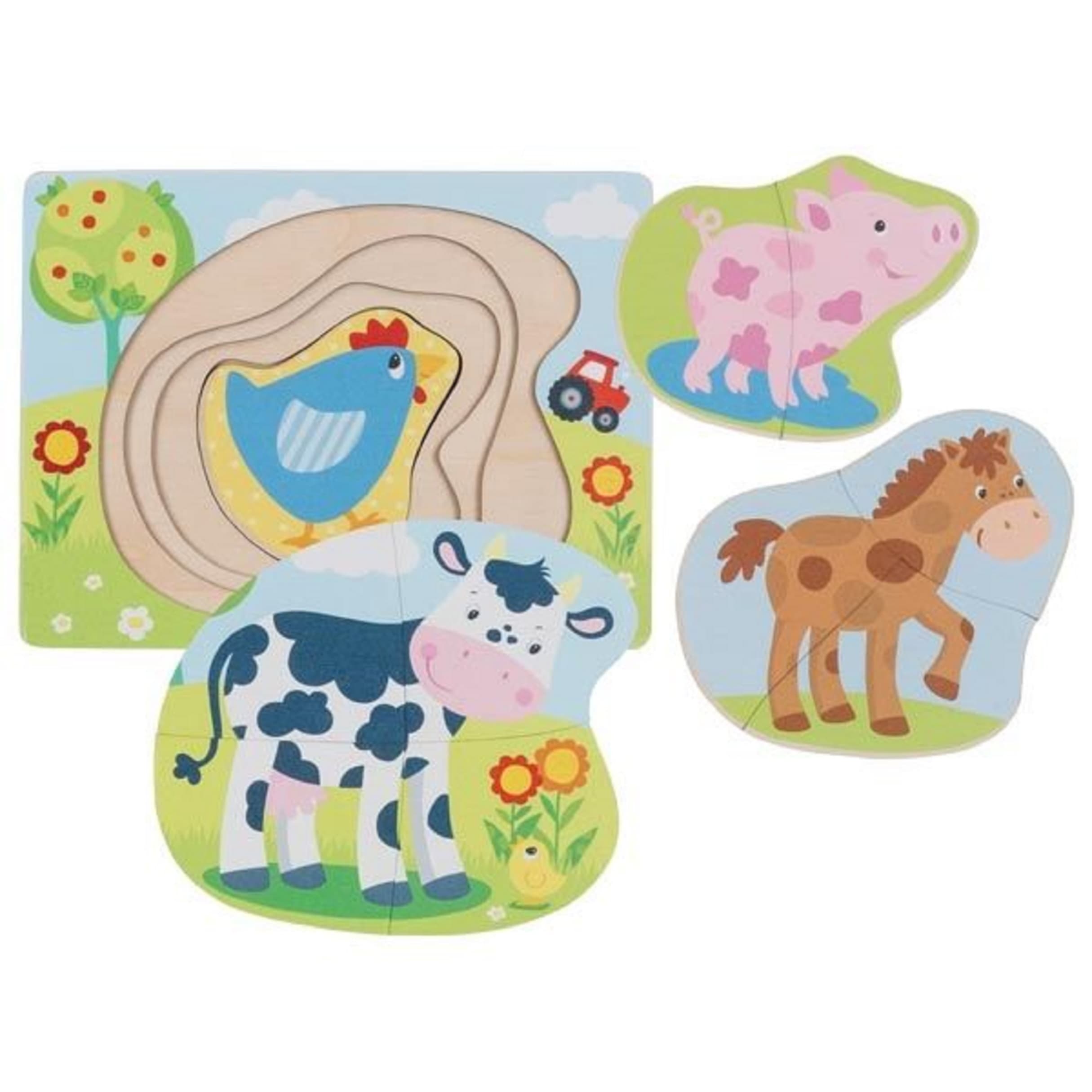 Puzzle stratificat - Ferma - 10 piese | Goki